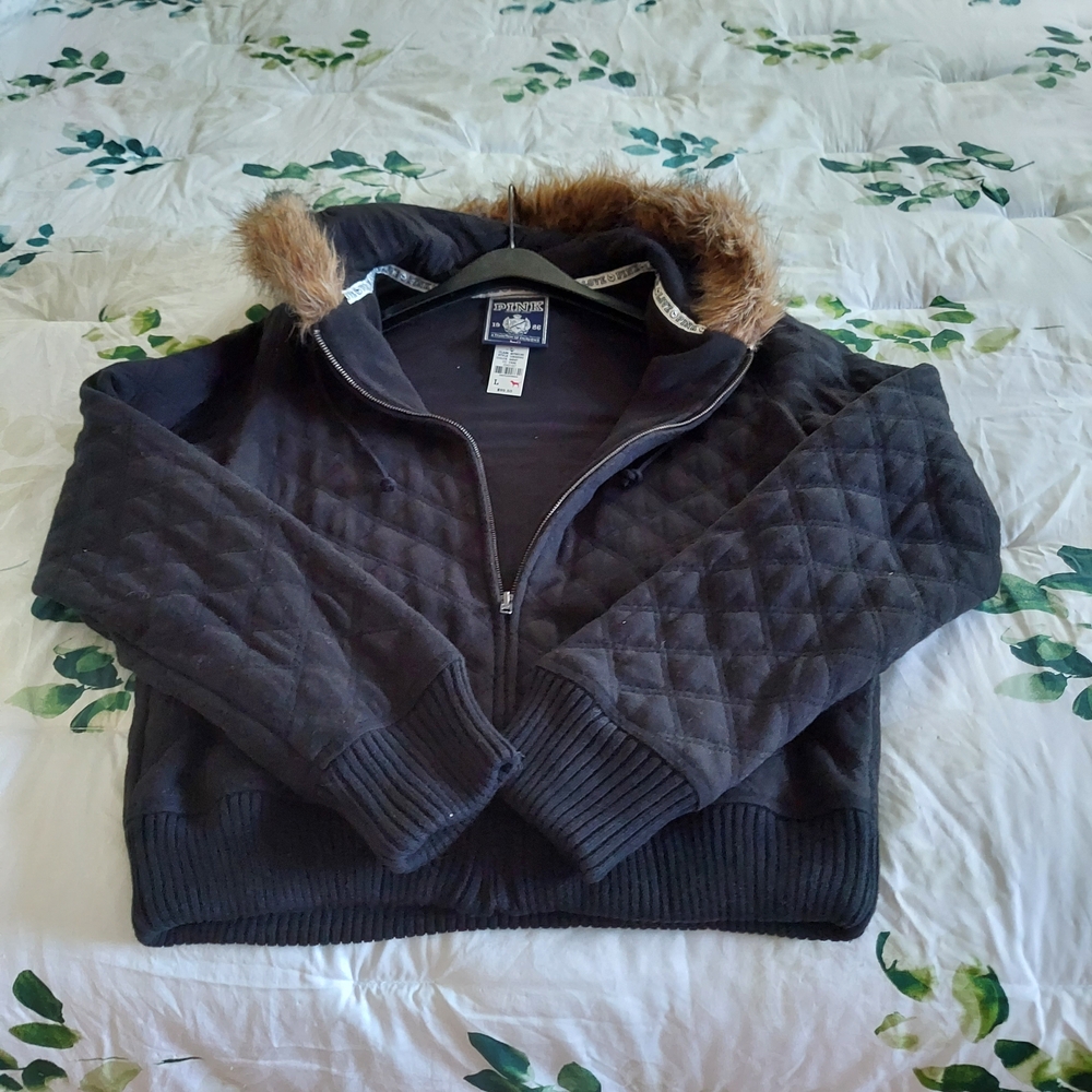 PINK Victoria's Secret Black Quilted Bomber Jacket